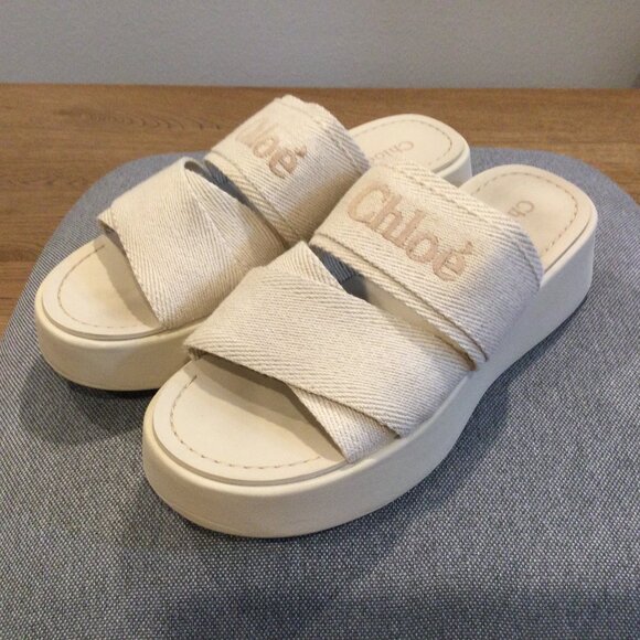 Authentic Chloe Mila Linen Sandals Size EU 36 - Picture 2 of 10
